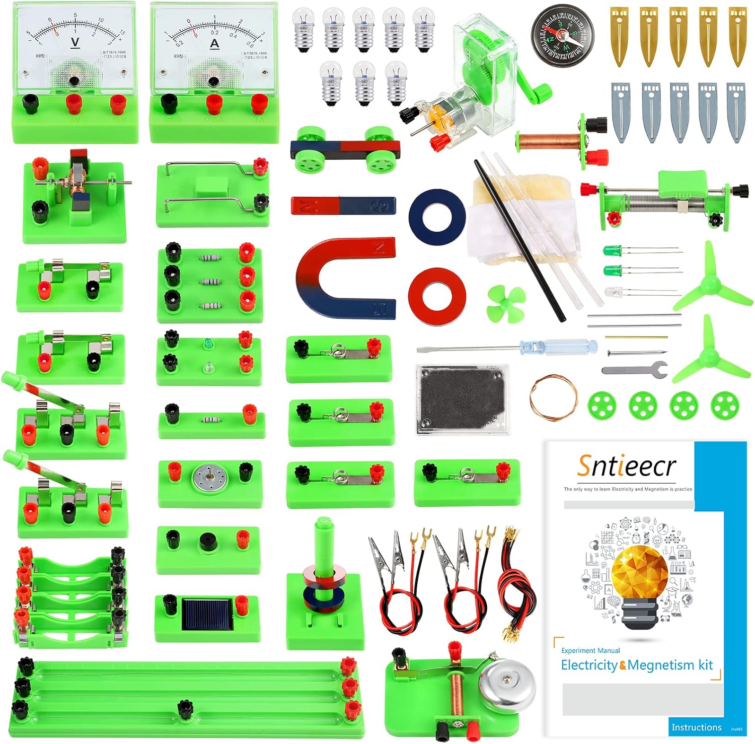 Sntieecr Science Magnetism Kit for Kids, Electric Circuit Kit for Kids, Stem Science Experiment Discovery Circuit Board Kit for Students Learning Starter