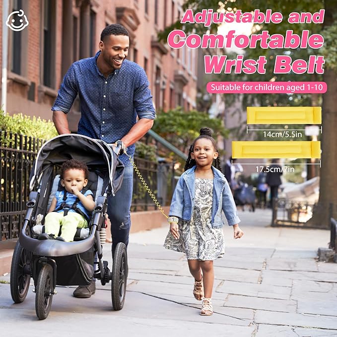 Zooawa Toddler Leash 2Pack, Toddler Kids Harness Anti Lost Wrist Link with Magnetic Lock, Reflective Safety Walking Harness Wristband Leashes for 2,3,4 Years Old Boys Girls, Yellow + Pink