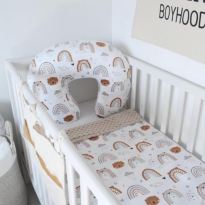 iEvolve Minky Nursing Pillow Cover Breast Feeding Pillow Cover Slipcover U Shape for Baby Boy Girl,Cover Only(RainbowBear)