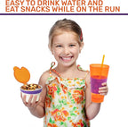 2 in 1 Snack Drink Cup Kids Spill Proof Tumbler Plastic Straw Lid Locks 16 Oz