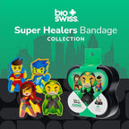 BioSwiss Bandages, Super Healers Superhero Shaped Self Adhesive Bandage, Latex Free Sterile Wound Care, Fun First Aid Kit Supplies for Kids and Adults, 50 Count