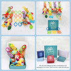 Bloobloomax Baby Soft Hanging Rattle, Car Seat Stroller Toys with Plush Animal C-Clip Ring for Infant Babies Boys and Girls 3 6 9 to 12 Months (12PCS-A)