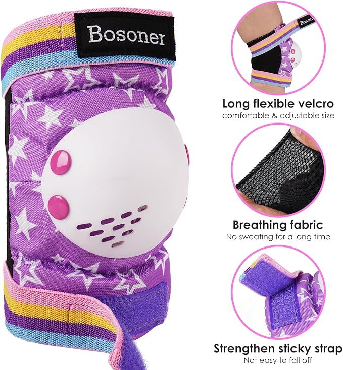 BOSONER Kids/Youth Knee Pad Elbow Pads for Roller Skates Cycling BMX Bike Skateboard Inline Rollerblading, Skating Skatings Scooter Riding Sports