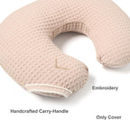 Organic Cover for Nursing Pillow • Premium Quality 100% Cotton Oeko-Tex Standard • Cover for Breastfeeding and Bottle Feeding Pillow • Soft and Breathable • Only Cover (Poudre waffle)
