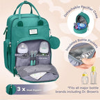 RUVALINO Diaper Bag Backpack-Multifunction Baby Travel Bag with Changing Pad, Insulated Bottle Holders & Pacifier Case, Large Capacity, Waterproof, Turquoise