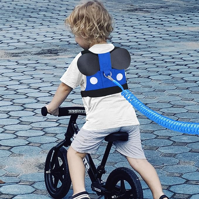 Accmor Toddler Harness Leash, Cute Kids Leash + Anti Lost Wrist Link, Adorable Baby Leash Child Walking Harness Wristband Assistant Strap Mini Belt Protector for Boys to Outdoor Travel (Blue)