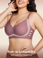 HBselect 3Pack Nursing Bras for Breastfeeding Seamless Scalloped Maternity Bras for Pregnancy Ultra Comfort Sleep Bras