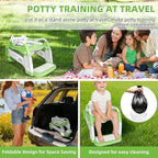 Potty Training Seat, Upgrade Toddler Toilet Seat for Kids Boys Girls, 3 in 1 Potty Training Toilet with Step Stool Ladder-Non Slip Foldable (Green+White)