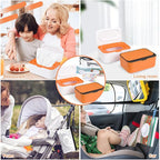 8Pcs Baby Wipes Dispenser, Reusable Baby Wipe Holder Box and Portable Wet Wipes Pouch, Refillable Wipes Pouch Case Container with Lid for Bathroom Baby Nursery Kitchen Office Travel (Orange)