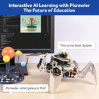 SunFounder PiCrawler AI Robot Kit for Raspberry Pi 5/4/3B+/3B/Zero 2W, ChatGPT-4o Enabled with Voice Command & Video Recognition, App Control, FPV, Camera, Python&Scratch (RPi NOT Included)