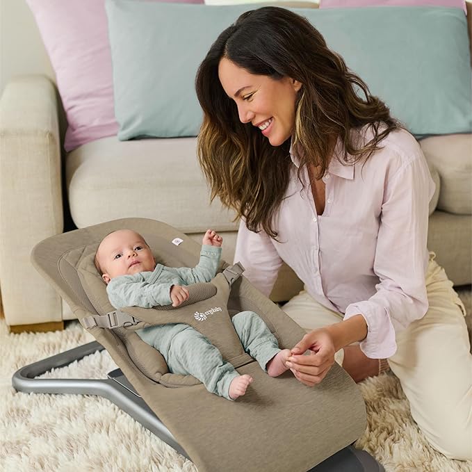 Ergobaby Evolve 3-in-1 Bouncer, Adjustable Multi Position Baby Bouncer Seat, Fits Newborn to Toddler, Soft Olive