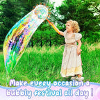 Lenwen 16 Pcs Giant Bubble Wands Kit Big Maker Toy Large Gigantic Bubble Wands with Refill and Tray for Summer School Birthday Outdoor Playtime Fun Activity Party Favors(Assorted)