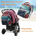 Baby Diaper Bags with Changing Station, Waterproof Diaper Bag Backpack for Moms Dads with USB Charging Port, Baby Shower Gifts, Large Capacity diaper backpack, Red-Green-Blue