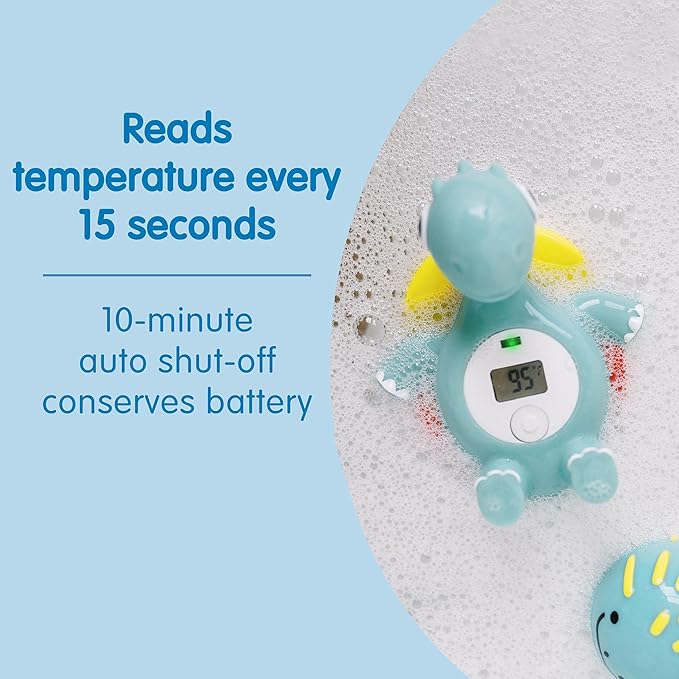 Dr. Brown's CleanUp Temposaurus Floating Bath Thermometer for Accurately Measuring Baby's Bath Water Temperature, BPA free