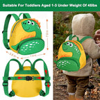 Accmor Toddler Harness Backpack with Leash, Cute Kid Dinosaur Backpacks with Anti Lost Wrist Link, 4 in 1 Mini Child Harness Leash Walking Wristband Rope Baby Protection Belt for Boys Girls (Yellow)