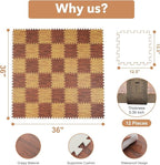 Skyweaver 36 Tiles Soft Non-Toxic Baby Play Mat for Floor EVA Foam Jigsaw Puzzle Play Mat, Interlocking Squares with 0.6inch for Babies, Toddlers & Kids Gym, Nursery, Playroom, Brown