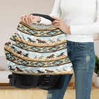 Binienty Car Seat Covers Canopy Cover for Babies, Western Aztec Horse Nursing Carseat Canopy Multifunction Breastfeeding Covers Fits Stroller, High Chair, Shopping Cart