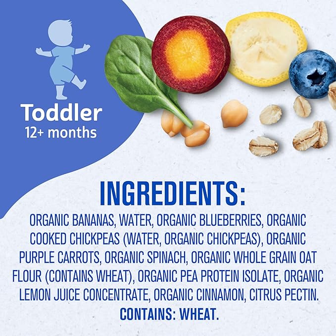 Gerber Toddler Food, Organic Banana Berry and Veggie Smash Puree Pouch, Toddler Pouches, No Added Sweetener, No Artificial Flavors, 12-Pack
