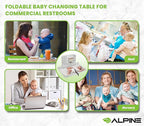 Alpine Wall Mounted Baby Changing Station - Horizontal Baby Changing Table Foldable Diaper Tables with Safety Strap for Commercial Bathroom, ADA Complaint (Hardware Included) White Gray