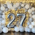 RUBFAC 129pcs Gray Balloons Different Sizes 18 12 10 5 Inches Matte Grey Latex Balloon Garland Arch Kit for Birthday Party Graduation Baby Shower Wedding Holiday Decoration