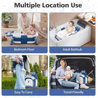 TPN Collapsible Baby Bathtub, Baby Bath Tub with Soft Cushion & Real-Time Thermometer, Baby Bathtub Infant to Toddler Tub (0-36 Months), Portable Travel Baby Tubs for Newborns (Navy Blue)