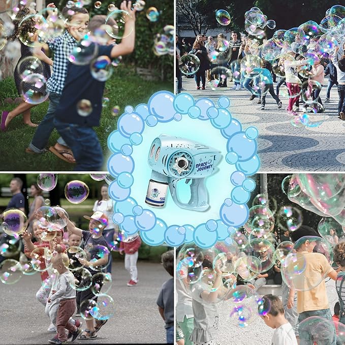 Automatic Gatlin Bubble Gun，Rocket Launcher Bubble Machine Gun，Thousands of Bubbles Per Minute, Suitable for Kids, Adults, Party Favors for Girl Boy (TK-Blue)