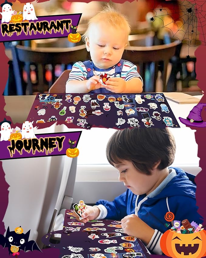 Benresive Reusable Sticker Books for Kids 2-4, Sticker Books for Toddlers 1-3 2-4, Toddler Travel Toys Activities Crafts Gifts - Halloween