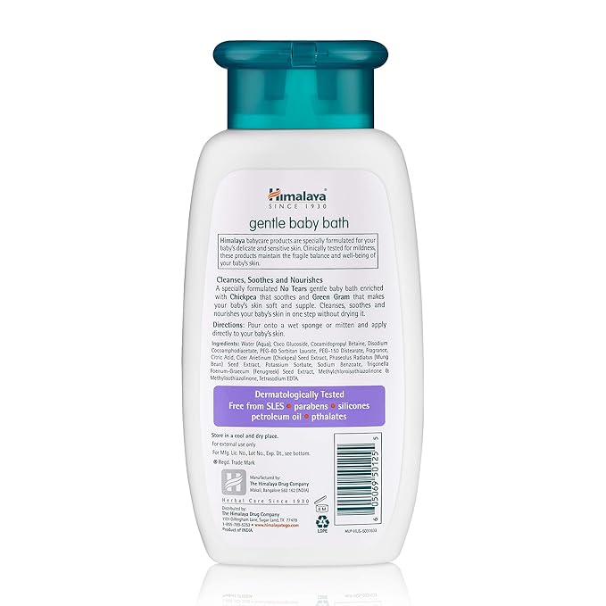 Himalaya Gentle Baby Bath, Baby Wash, Free-From Parabens, SLS/SLES and Phthalates (200 ml 1-PACK)