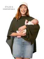 We are Amma | The Cocoon™ - Newborn Essentials Must Haves: Nursing Cover for Breast Feeding Essentials | Nursing Sweater Used as Breastfeeding Cover (Olive, Plus Size)
