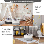 COMFY-HOMI Cotton Rope Woven Basket with Handles for Shelves,Toys,Book, Cloth Storage Baskets Bin for Organizing-13.5"x11"x9.5" Toy Decorative Organizer for Living Room, Bathroom-White/Grey