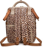 Wrangler Leopard Print Backpack Multifunction Baby Travel Bag with Changing Pad, Stroller Straps and Pacifier Case WG2204-91103LP-BR