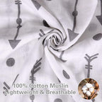 Rquite Car Seat Covers for Babies, 100% Muslin Carseat Cover Boys Girls, Lightweight Infant Car Seat Canopy, Soft Breathable Baby Carrier Cover, Summer Stroller Cover (Grey Arrow)