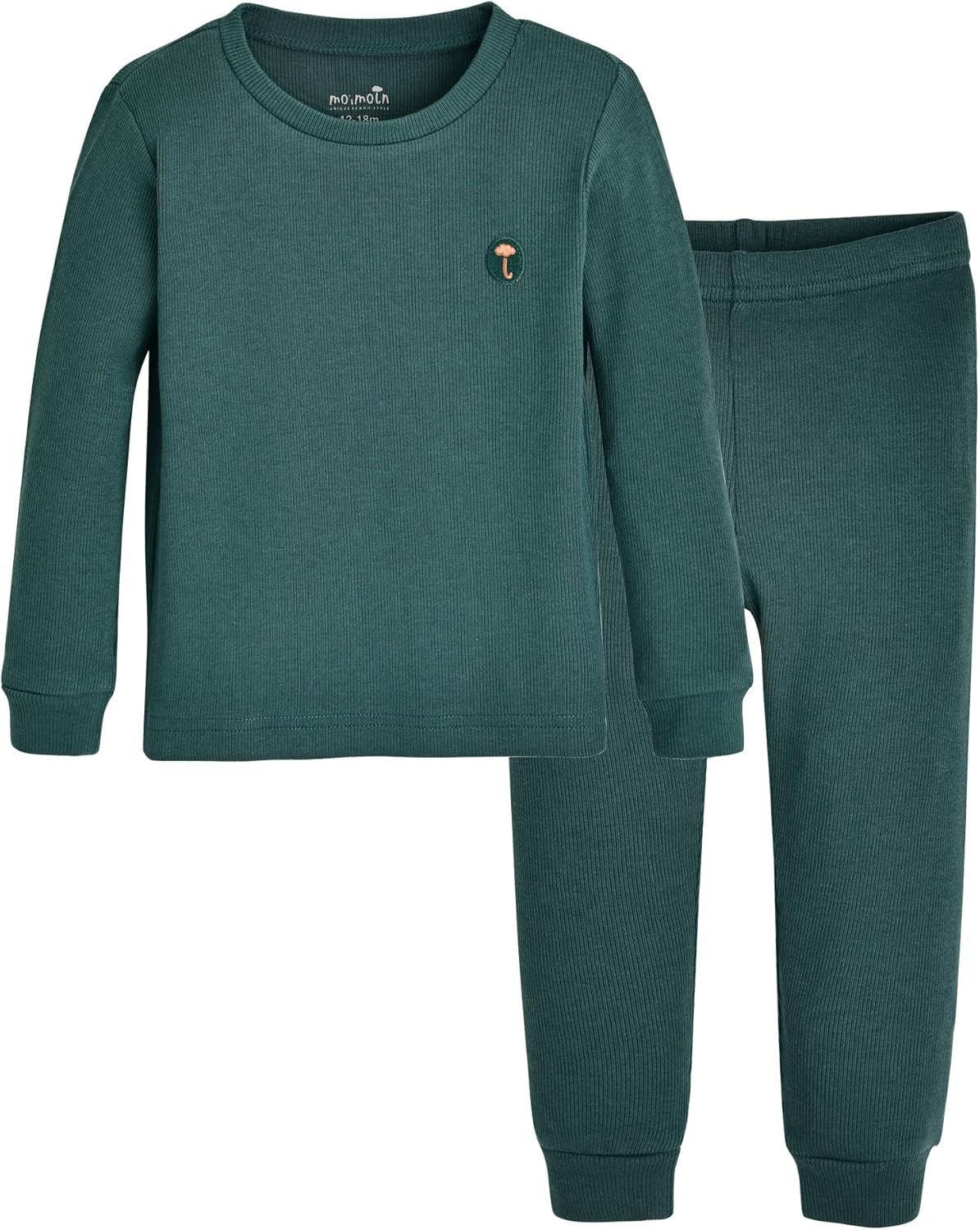 moimoln Pajamas Set 6M-5Y Solid Ribbed Unisex Baby & Toddler, Soft Viscose, Snug-Fit, Everyday Sleepwear