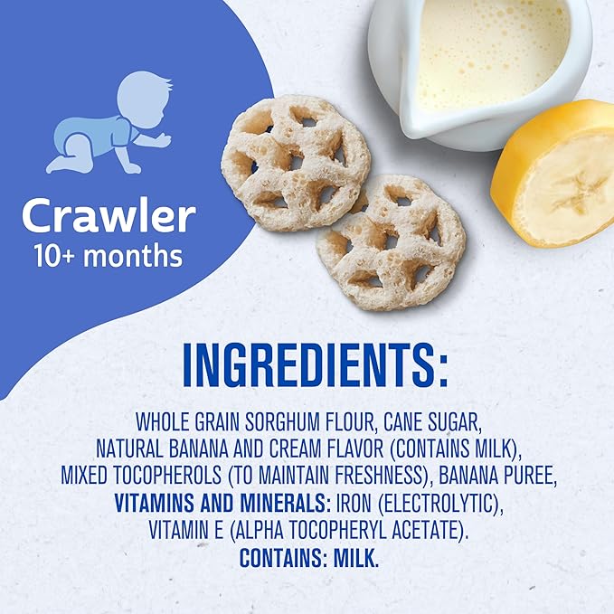 Gerber Baked Teether Wheels, Banana Cream Crunchy Teether Snack, Baby Crackers, 6PK