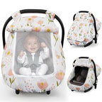 Elstey Car Seat Cover Baby, Minky Dot Carseat Covers Baby Girls, Lightweight Infant Car Seat Cover Canopy with 2 Layers Breathable Mesh Windows, Stroller Carrier for Babies Newborn Essentials