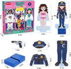 Atoylink Wooden Magnetic Dress up Dolls for Girls Pretend Play Set, Princess/Witch/Occupations Community Helpers Matching Games Fashion Paper Dolls for Toddlers Preschool Learning Toys Gifts