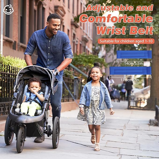 Zooawa Toddler Leash 2Pack, Toddler Kids Harness Anti Lost Wrist Link with Magnetic Lock, Reflective Safety Walking Harness Wristband Leashes for 2,3,4 Years Old Boys Girls, Blue＋Orange