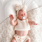 Handmade Baby Headbands Stretchy Waffle Hair Bands with Bows for Newborn Infant Baby Toddler Girls Headwrap Hair Accessories (STYLEA-02, MEDIUM)