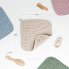 Comfy Cubs Muslin Baby Washcloths 10 Pack - Soft 6-Layer Cotton Wash Cloths for Sensitive Skin - 10"x10" Large, Gentle, Absorbent Infant Essentials for Newborn and Toddlers - Sand