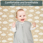 Baby Crib Sheets for Boys Girls, 2 Pack Fitted Crib Sheet for Standard Crib and Toddler Mattress, Soft Microfiber Baby Sheet 52x28x8in. (Clouds & Dark Green)