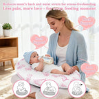 Nursing Pillow, Ergonomic Breastfeeding Pillow for Breastfeeding & Bottle Feeding, Standard Size Breathable with Washable Cover, Hypoallergenic, Tummy Time & Sitting Support