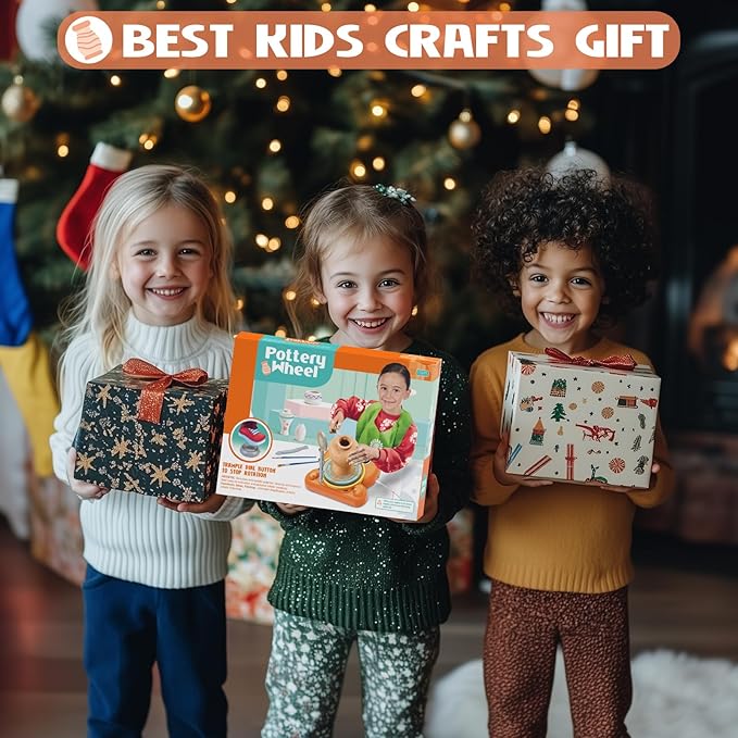 Pottery Wheel for Kids - Complete Pottery Painting Kit Art Supplies Arts and Crafts for Girls Boy Kids Toy, Birthday Halloween Christmas Gift for Kids Ages 6 7 8 9 10 11 12+, (Dog)