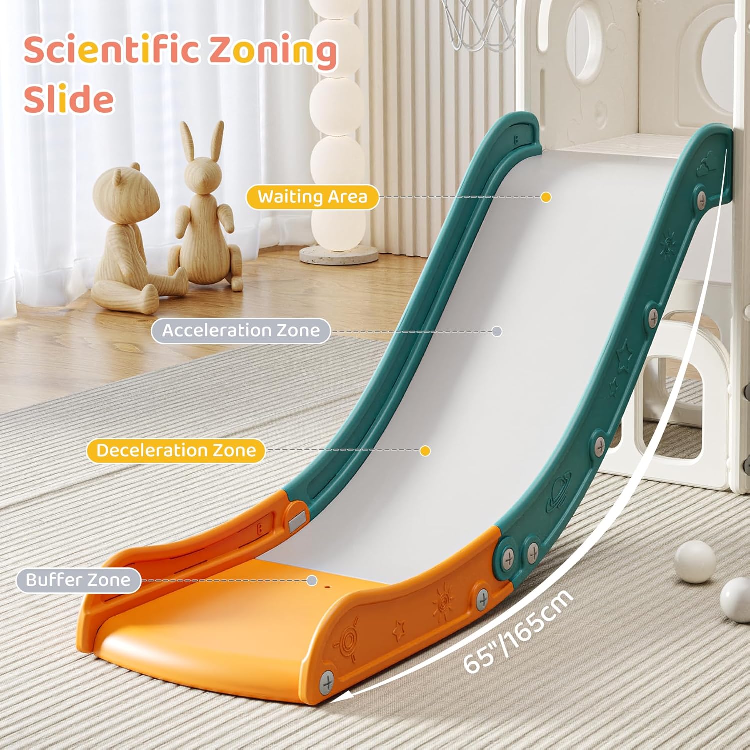 Toddler Slide Baby Slide for Toddlers Kids with Basketball Hoop Telescope Indoor Outdoor Slide Playset Playground