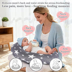 Nursing Pillow, Breastfeeding Pillow for Breastfeeding & Bottle Feeding, Standard Size Breathable with Washable Cover, Hypoallergenic, Tummy Time & Sitting Support (0-18Months)