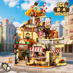 City Ice Cream House Building Set with Lights, 1377 PCS Dessert Shop Building Block Toy with Chocolate Sundae Cone, Sweet Workshop Construction Model for Adults Teens Kids Boys Girls Ages 12+