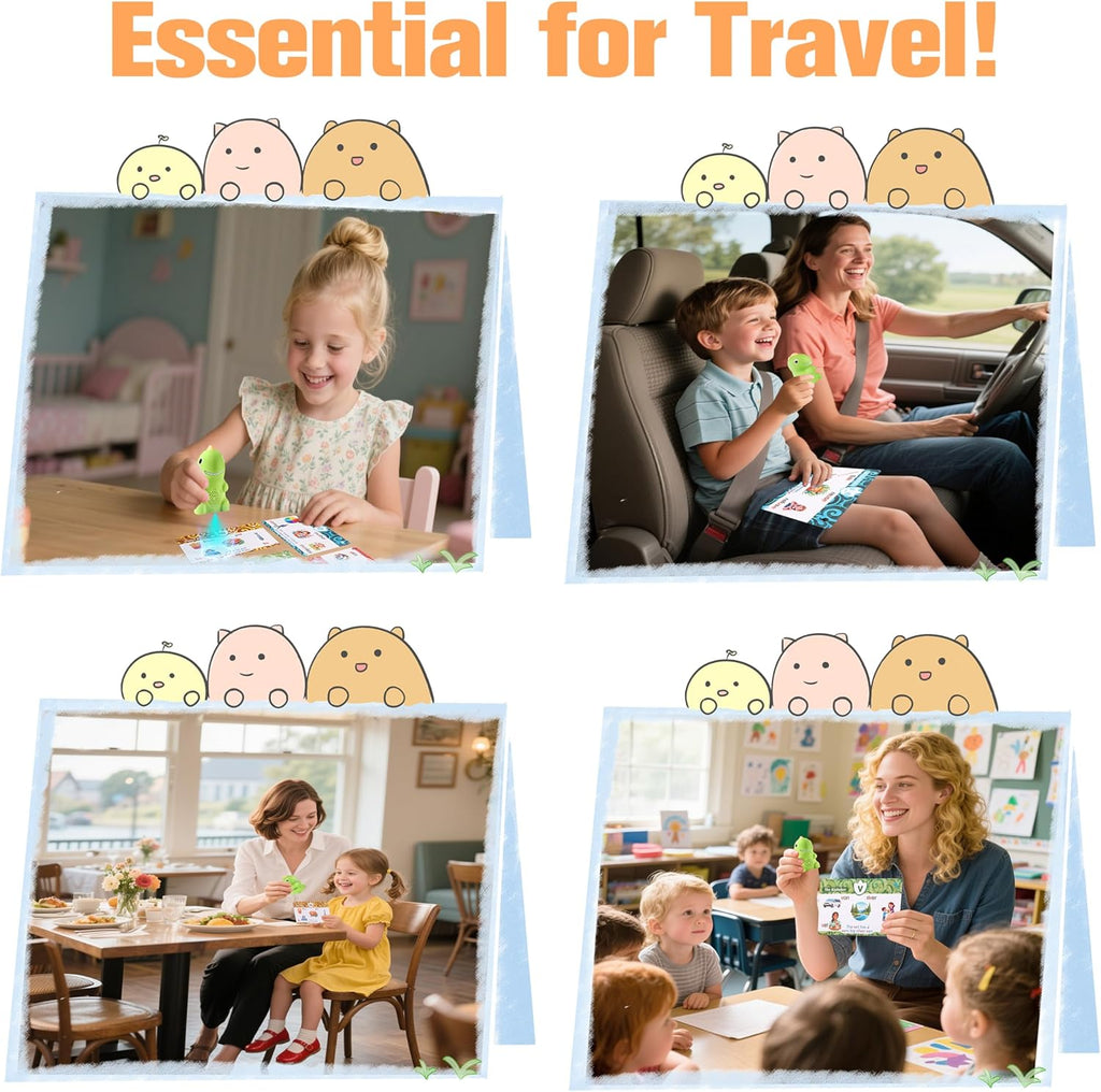 Phonics Flash Cards with Talking Pen for Homeschool Essentials -Hooked on Phonics Games for Kids Ages 4-8 Kindergarten Preschool Learning Activities, Interactive Dinosaur Learn to Read from 21 Stages