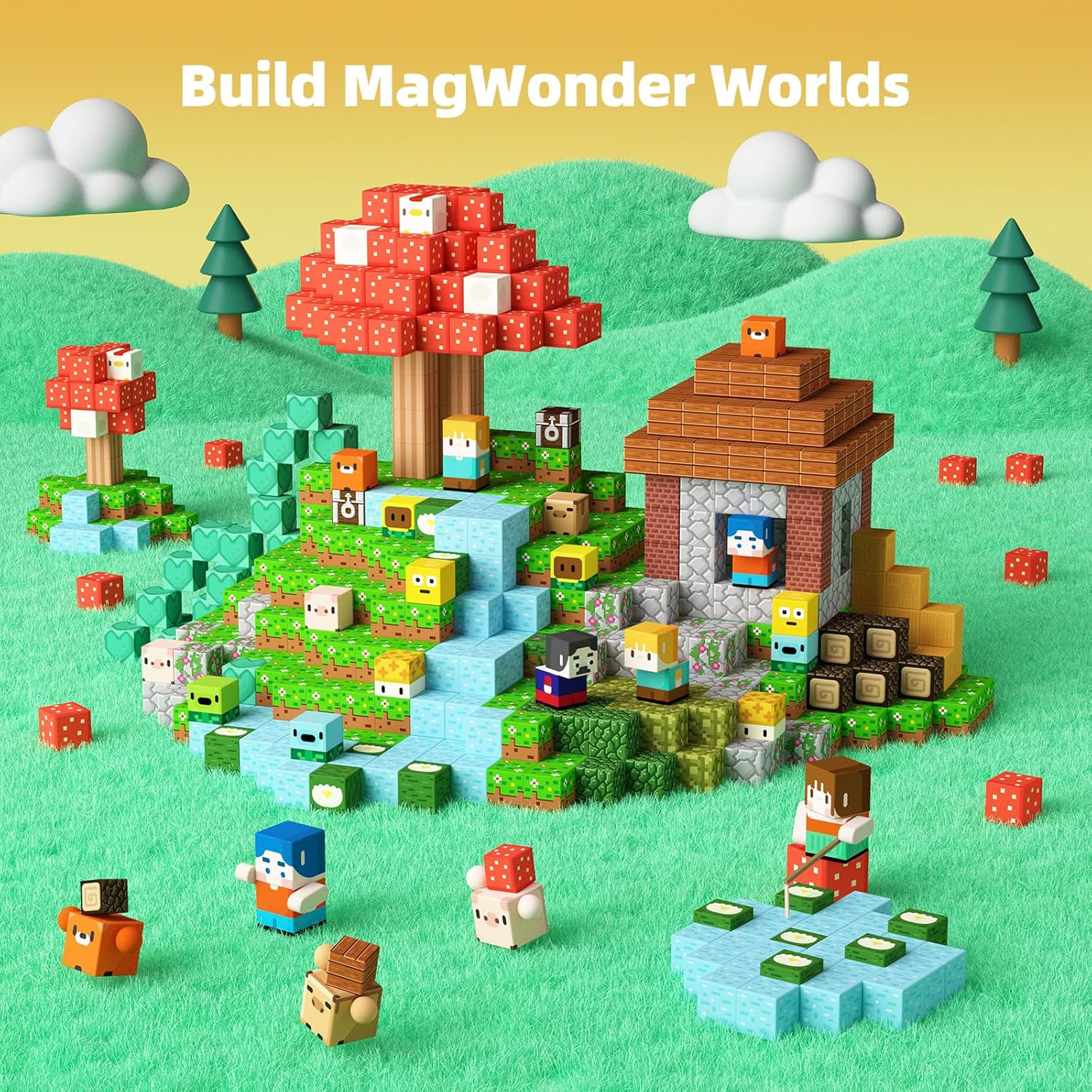 GobiDex 100PCS Magnetic Blocks Kid Building Toys for 3+ Years Old Boys Girls, Upgraded Build MagWonder World with STEM Magnets Toys, Game Based Sensory Gifts for Toddler