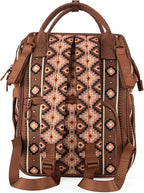 Wrangler Diaper Bag Backpack Aztec Travel Backpack Purses Western Multi-Function Baby Bags for Mom with Waterproof Insulated Pockets