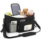 Accmor Universal Stroller Organizer with Insulated Cup Holder, Stroller Caddy Bag Accessories, Stroller Cup Holder Organizer for Uppababy Baby Jogger Britax Stroller, Black