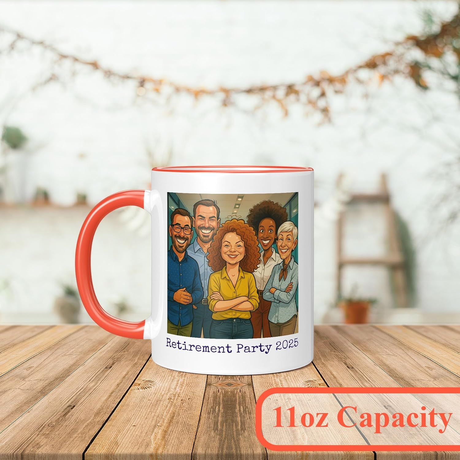 Personalized Coffee Mug, Custom Photo Caricature Gift, Funny Customized Coffee Gift for Men & Women, Custom Mugs with Pictures, Orange 11oz Customized Ceramic Tea Cup